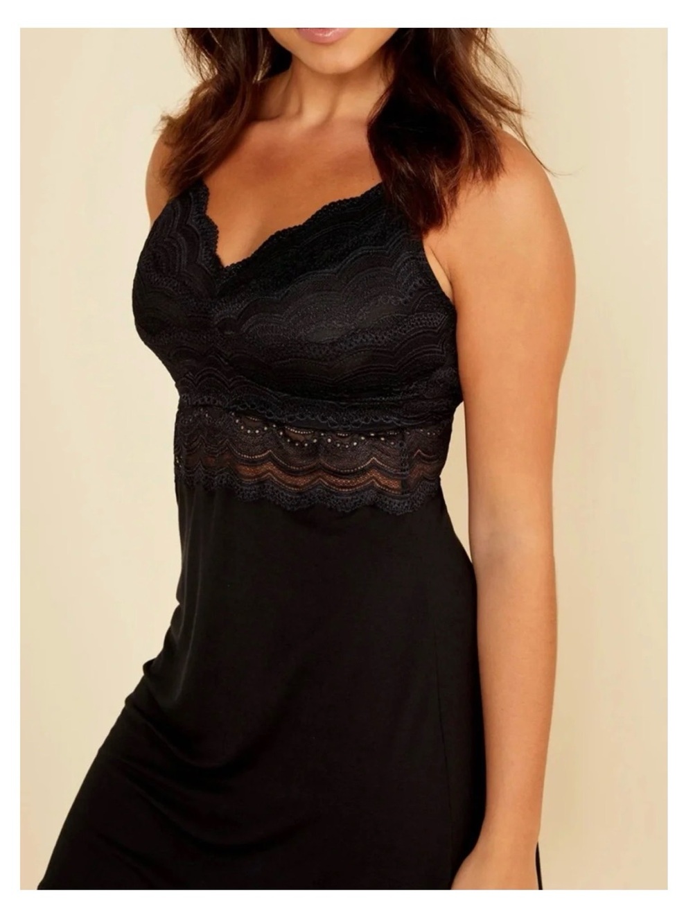Cosabella Black Lace Chemise with Sheer Waist Panel